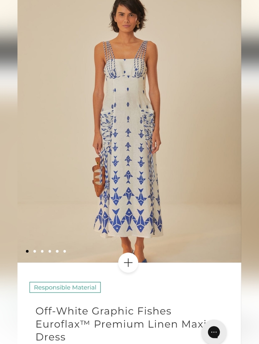 Farm Rio White and Blue Patterned Fish Dress